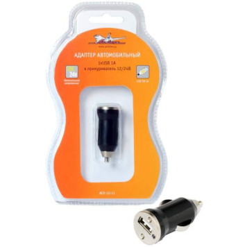 Адаптер автомобильный 1хUSB 1А в прикуриватель 12/24В <b>AIRLINE ACH-1U-11</b>