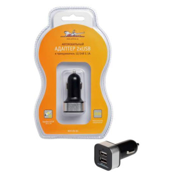 Адаптер автомобильный 2хUSB 2.1А в прикуриватель 12/24В <b>AIRLINE ACH-2U-04 </b>