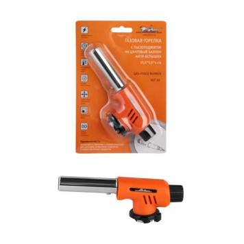 Газовая горелка с пьезоподжигом на цанговый баллон, анти-вспышка, 15,5*5,5*4 см <b>AIRLINE AGT-02</b>