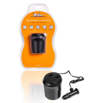 Прикуриватель-разветвитель 2 гнезда + 2USB в подстаканник <b>AIRLINE ASP-2U-16</b>