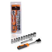 Набор головок с трещоткой 1/2" DR 72Т 12пр. (10, 11, 12, 13, 14, 15, 17, 19, 22, 24мм, удлинитель 125мм) <b>AIRLINE AT-12-36</b>