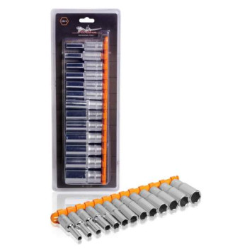 Набор головок торцевых 3/8" DR шестигранных глубоких 13пр. (6, 7, 8, 9, 10, 11, 12, 13, 14, 15, 16, 17, 19мм) <b>AIRLINE AT-13-28</b>