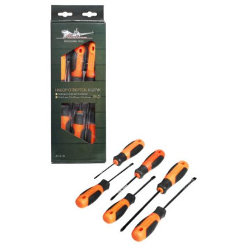 Набор отверток 6 предметов (SL4*0.8*100мм, SL5.5*1*100мм, SL6.5*1.2*150мм, PH0*75мм, PH1*100мм, PH2*150мм) коробка <b>AIRLINE AT-6-14</b>