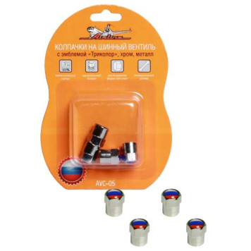 Колпачки на шинный вентиль с эмблемой «Триколор» <b>AIRLINE AVC-05</b>