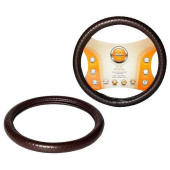 Оплетка на руль M (38см) AIRLINE AWC-SL-04M иск.кожа с тиснением "соты" коричневая