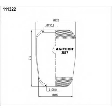 Кожух пневматической рессоры AIRTECH 111322 / 3817-1