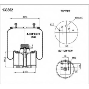 Кожух пневматической рессоры AIRTECH 133362 / 3940 KPP-1