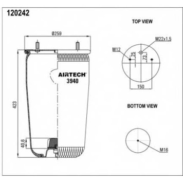 Кожух пневматической рессоры AIRTECH 120242 / 3940 P-1