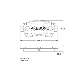 Колодки тормозные дисковые передние TOYOTA CAMRY 91-01 <b>AKEBONO AN-322K</b>
