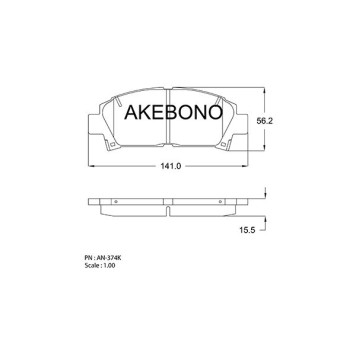 Колодки тормозные дисковые передние подходят для TOYOTA Carina AT210, Celica ST202 <b>AKEBONO AN-374K</b>