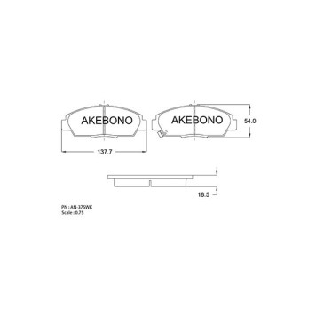 Тормозные колодки дисковые <b>AKEBONO AN-375WK</b>