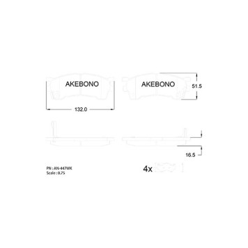 Колодки тормозные дисковые передние MAZDA 626 (GF), 323 (BJ), Premacy (CP) <b>AKEBONO AN-447WK</b>