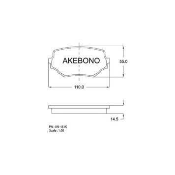 Колодки тормозные дисковые передние подходят для Suzuki Vitara/Grand Vitara -05 <b>AKEBONO AN-451K</b>
