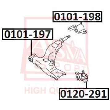 Сайлентблок, рычаг независимой подвески колеса <b>ASVA 0101197</b>