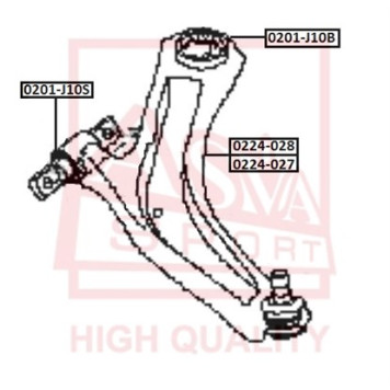 Сайлентблок, рычаг независимой подвески колеса <b>ASVA 0201J10B</b>