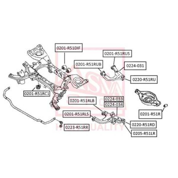 Сайлентблок, рычаг независимой подвески колеса <b>ASVA 0201R51RUS</b>