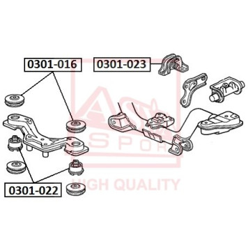 Сайлентблок, рычаг независимой подвески колеса <b>ASVA 0301023</b>