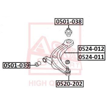 Сайлентблок, рычаг независимой подвески колеса <b>ASVA 0501038</b>