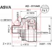 AD-011A45 (15-12673280 шрус наружний 27x59,5x38 AUDI A4A6 QUATRO) 12 <b>ASVA AD011A45</b>