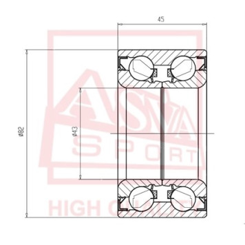 Подшипник ступичный передний(43x82x45x45) [12] <b>ASVA DAC43820045</b>