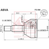 Шрус наружный 23x53.2x25 (FORD [12] <b>ASVA FD354</b>