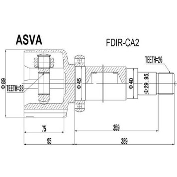 Шрус внутренний правый 28x40x26 (1021602214121201007224, китай) 12 <b>ASVA FDIRCA2</b>