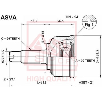 Шрус (гарантия 12 месяцев) [12] <b>ASVA HN24</b>