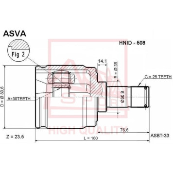 Шрус внутренний левый 30x35x25 HONDA CIVIC 88-95 12 <b>ASVA HNID508</b>
