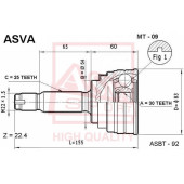 Шарнирный комплект, приводной вал_ 12 <b>ASVA MT09</b>