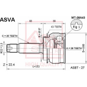 Шрус наружный 29x57x25 <b>ASVA MT38A43</b>