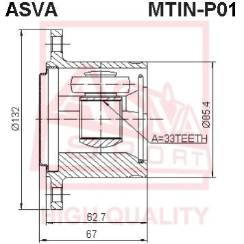 Шрус внутренний правый 33x132 [12] <b>ASVA MTINP01</b>