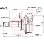 Шрус наружный 25x56x26 [12] <b>ASVA MZ06A90</b>