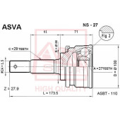 Шрус наружный 27x56x29 [12] <b>ASVA NS27</b>
