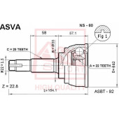 Шрус наружный 22x55x25 12 <b>ASVA NS60</b>
