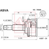 Шрус наружный 23x56x27 12 <b>ASVA NS76A44</b>