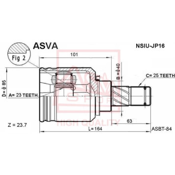 NSIU-JP16 (шрус внутренний 23x40x25 NISSAN JAPAN PRIMERA P10/P11 SUNNY B14 ALMERA N15 GA16) [12] <b>ASVA NSIUJP16</b>
