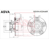 Ступица задняя с кольцом абс <b>ASVA NSWHA33A44R</b>