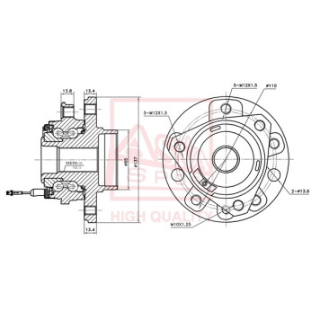 Ступица передняя с датчиком абс <b>ASVA OPWHZAFF</b>