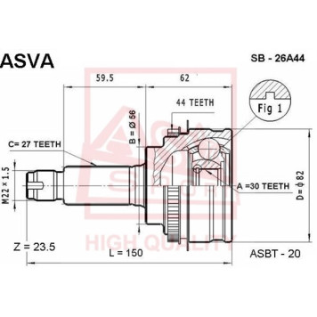 Шрус наружний 30x56x27 (IMPREZA GC8/GF8 4WD) , мин, остаток = 10,000 [12] <b>ASVA SB26A44</b>