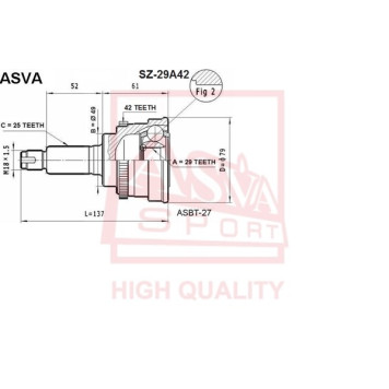 Шрус наружный 12 <b>ASVA SZ29A42</b>
