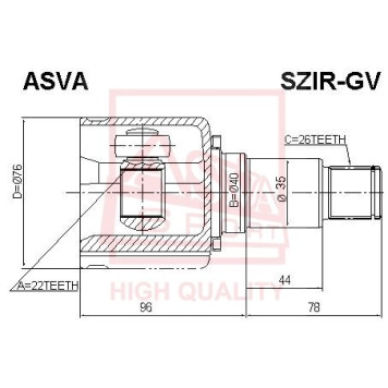 Шрус внутренний правый SUZUKI GRAND VITARA JB627 [12] <b>ASVA SZIRGV</b>