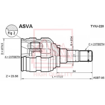 Шрус внутренний 23x34x23 (TOYO [12] <b>ASVA TYIU220</b>