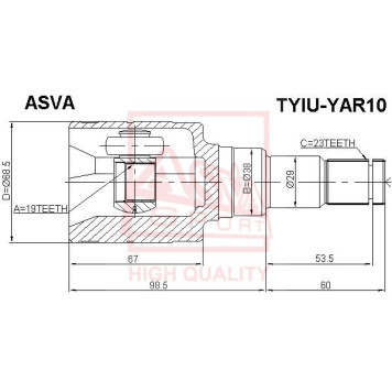 Шрус внутренний 19х38х23 [12] <b>ASVA TYIUYAR10</b>