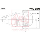 Шрус внутренний 28x108 [12] <b>ASVA VWIUB6M1</b>