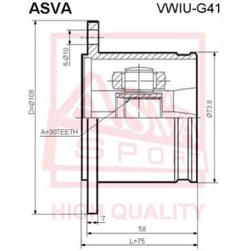 Шрус внутренний 30x108 [12] <b>ASVA VWIUG41</b>