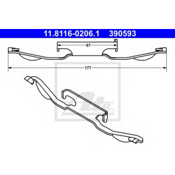 Пружина тормозного суппорта ATE 390593 / 11.8116-0206.1