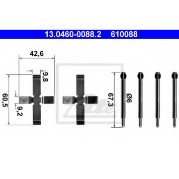 Комплектующие колодок дискового тормоза ATE 610088 / 13.0460-0088.2