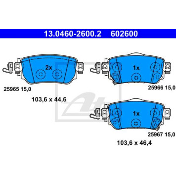 _колодки дисковые задние _ Nissan Qashqai 1.2-1.6iDCi 14> <b>ATE 13.0460-2600.2</b>
