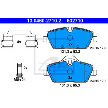 Колодки тормозные дисковые для BMW 1(E81,E82,E87,E88) <b>ATE 13.0460-2710.2 / 602710</b>