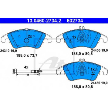 Колодки тормозные дисковые для MERCEDES C(C204,S204,W204), CLS(C218,X218), E(A207,C207,S212,W212), SLC(R172), SLK(R172) <b>ATE 13.0460-2734.2 / 602734</b>